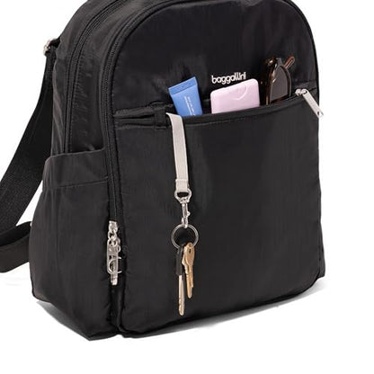 Securtex Anti-Theft Getaway Backpack - 9.4"x13"x5" Travel Safe Bag w/Locking Zippers, Slash-Resistant, RFID - color: Mulberry