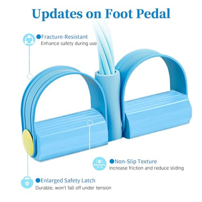 Pedal Resistance Bands with Handles, Upgrade 6-Tubes Elastic Bands for Exercise, Natural Rubber Foot Pedal Resistance Bands, Multifunction Fitness Bands for Abdomen, Waist, Arm, Leg, Pilates - color: Blue