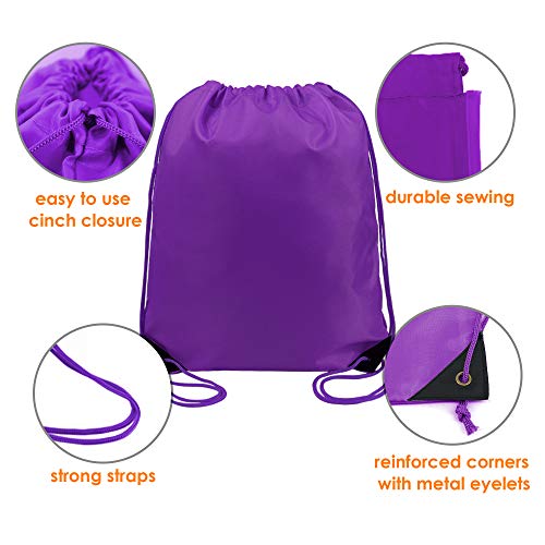 BeeGreen Drawstring Backpack Bags 20,30,50 Packs Reflective String Bags for Gym Sport Trip Cinch Sack DIY for Women Men - color: Purple