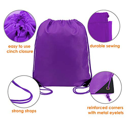 BeeGreen Drawstring Backpack Bags 20,30,50 Packs Reflective String Bags for Gym Sport Trip Cinch Sack DIY for Women Men - color: Purple
