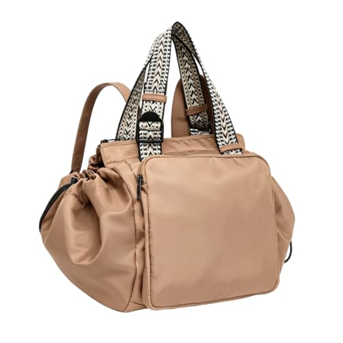 Multifunctional Travel Organizer Bag for Ladies | Multiway Tote Bag with Adjustable Straps,15 Storage Pockets,Back Luggage Sleeve,Unisex Bag For Gym,Overnight,Weekend Travel - color: Khaki