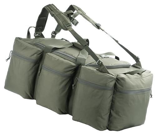 100L Large Military Duffle Bag Deployment Duffel Bag Sports Equipment Travel Luggage Bag with Detachable Backpack Straps… - color: Olive Green