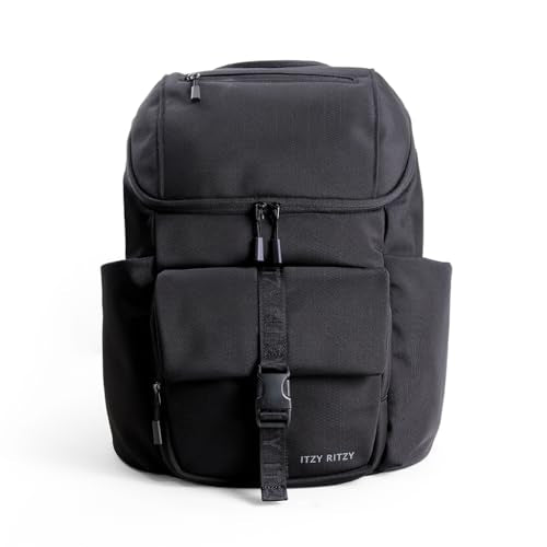 Itzy Ritzy Belong Bucket Backpack – Lightweight Diaper Bag Backpack Featuring 16 Pockets, Bucket Top Opening, Stroller Straps & Changing Pad – Organized and Stylish Everyday Family Backpack (Black) - color: Black