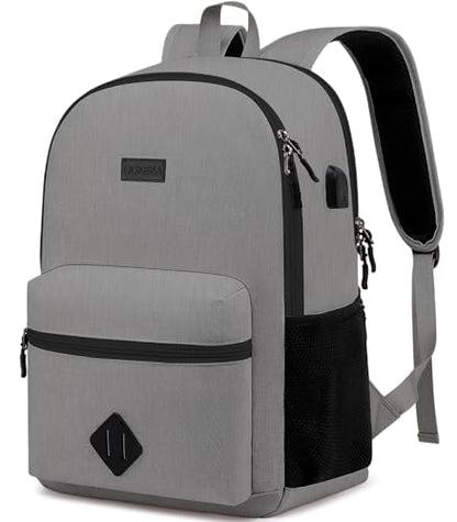 Casual Laptop Backpack,School Backpack Large Bookbag with USB for High School College Students Office Business, Grey - color: Grey, size: 15.6 Inch