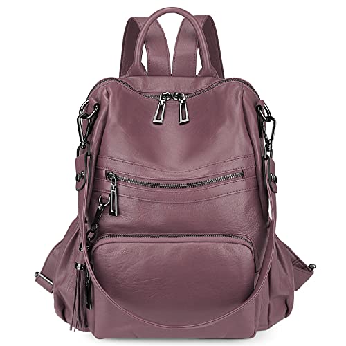 Uromee Travel Backpack Purse for Women Vegan Leather Ladies Fashion Tassel Shoulder Bag Convertible - color: 0243 Purple
