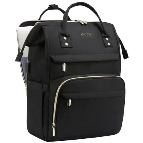 LOVEVOOK Laptop Backpack for Women, Travel with Compartment, Water Resistant Teacher Nurse Backpack, Anti-theft Back Pack Charger Work Doctor, 15.6-Inch, Black - color: Black, size: 15.6 inch-Separate Laptop Compartment