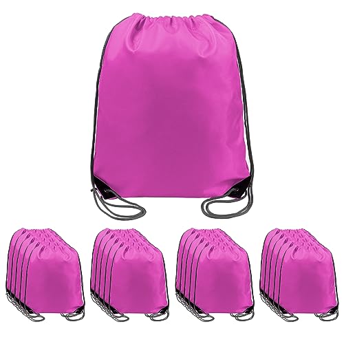 BeeGreen Drawstring Backpack Bags 20,30,50 Packs Reflective String Bags for Gym Sport Trip Cinch Sack DIY for Women Men - color: Purple Pink Cerise