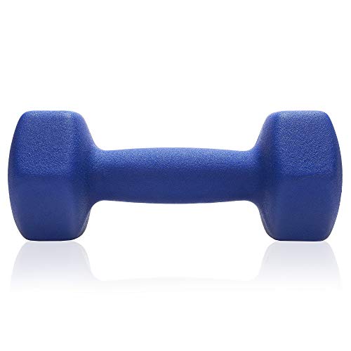 Philosophy Gym Set of 2 Neoprene Dumbbell Hand Weights, Hexagon Shape - style: Navy 7 lb Pair