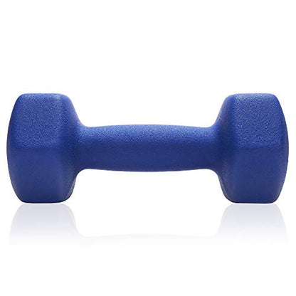 Philosophy Gym Set of 2 Neoprene Dumbbell Hand Weights, Hexagon Shape - style: Navy 7 lb Pair