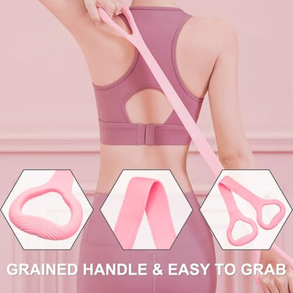 LEZER Figure 8 Resistance Band, Fitness Elastic Rope, Execrise Workout for Arm, Back, Chest and Shoulder, Yoga, Pilates, Stretching, Physical Therapy Equipment - style: Pink；20 lbs