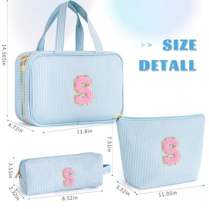 Gifts for Teen Girls Women - Personalized Toiletry Bag Initial Makeup Bag | Travel Cosmetic Bag | 8 9 10 11 12 13 14 15 16 Years Old Girl Gift Trendy Stuff - Blue S - color: Blue, style: S