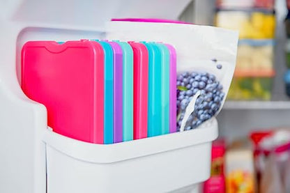Cool Coolers by Fit & Fresh 4 Pack XL Slim Ice Packs, Quick Freeze Space Saving Reusable Ice Packs for Lunch Boxes or Coolers - color: Multi 8 PK