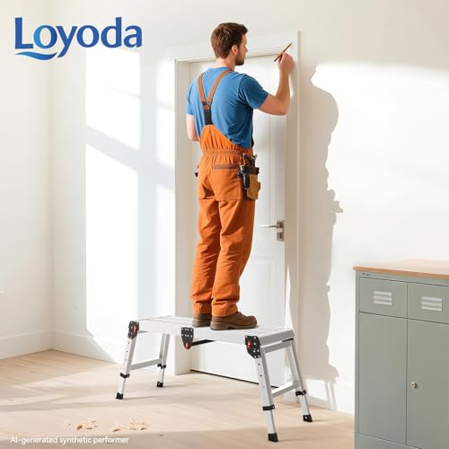 Loyoda Work Platform 500 Lbs, Folding Step Stool with One-Touch Automatic Fold, 4 Height Adjustment Step Platform, Perfect for RV Cleaning, Home Painting and Reaching High Places, Larger, Black - size: Larger Black
