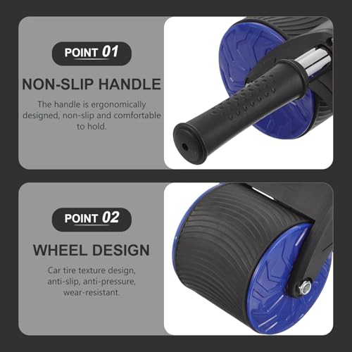 Lurrose Automatic Rebound Ab Wheel Roller with Pad, Abdominal Muscle Fitness Equipment for Household Core Training, Belly Exercising Disc for Stomach Workout and Strengthening