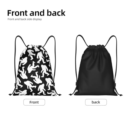 Gianlaima Sasquatch White Black Funny Bigfoot Drawstring Bags Backpack Bag Sport Gym Sack String Bag Yoga Dance Travel Bag For Men Women - color: Black45