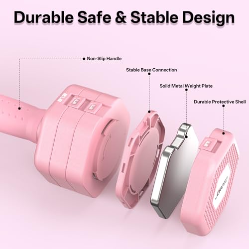 JOROTO 4-in-1 Adjustable Dumbbell Set of 2, 16LBS/22LBS Hand Weights for Women, Men, Upgraded TPE Soft Handle, 1s-Adjust Dual-Stable Dumbbell Set for Women Home Gym Exercise Training - color: D-Pink-16 LBS Pair