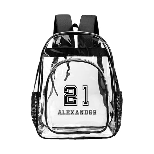 Personalized Clear Backpacks for Kids with Name, Custom Clear Backpack Stadium Approved Heavy Duty Water proof Transparent Backpack with Reinforced Strap for College Workplace, Back to School Gifts - color: L-clear Backpack