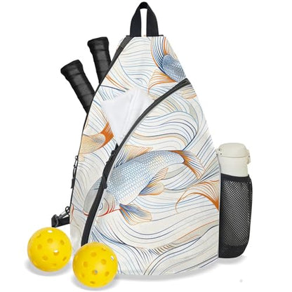 Pickleball Bag for Women Men Adjustable Crossbody Sling Backpack Hold Pickleball Paddle Water Bottle - color: Multicolor 6