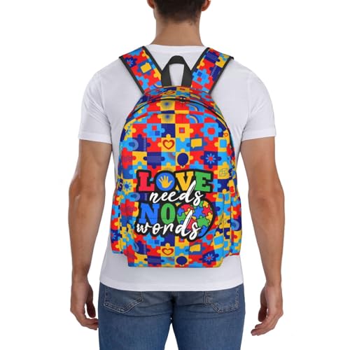 Autism Awareness Backpack School Bag Lightweight Bookbag Casual Daypack for Girls Boys Kids Women Men Travel Laptop 16 Inch - color: Autism
