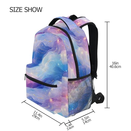 School Backpack for Men and Women Waterproof Backpack With Water Bottle Pocket with Chest Strap for Travel Trip Blue Purple - color: Multicolor12