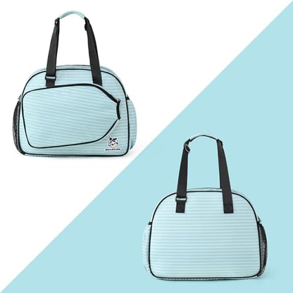 Boulder Bee Pickleball Tote Bag for Women with Paddle Holder - color: Green stripe