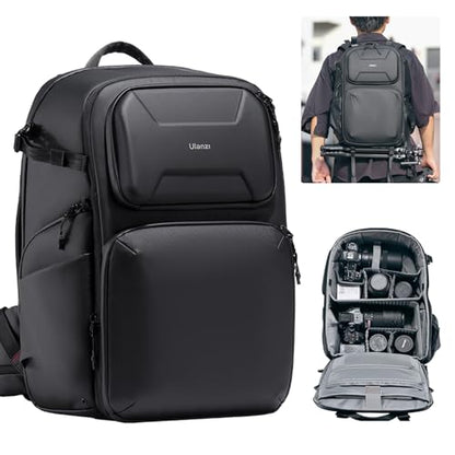 ULANZI BP10 Hardshell Camera Backpack 35L for DSLR Professional Photography Video Accessories Travel Tripod Strorage Large Splash-proof Hardshell Bag for Sony Canon Women Men w Tripod&Laptop Holder - size: BP10 35L Shoulder Bag