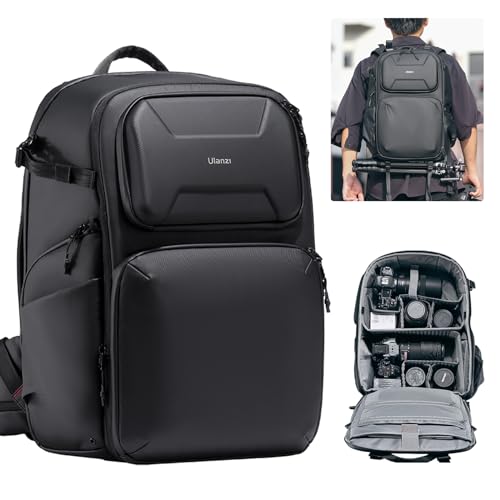 ULANZI BP10 Hardshell Camera Backpack 35L for DSLR Professional Photography Video Accessories Travel Tripod Strorage Large Splash-proof Hardshell Bag for Sony Canon Women Men w Tripod&Laptop Holder - size: BP10 35L Shoulder Bag