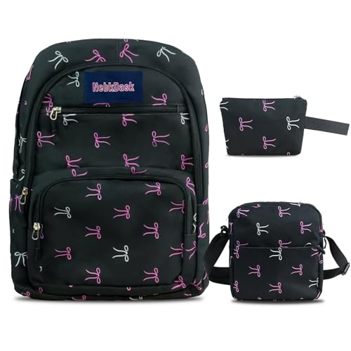 Travel Laptop Backpack for Women & Men, Water Resistant Carry On Backpack Fits 15.6 Inch Laptop, Large Side Pocket for Owala FreeSip Bottles, Personal Item Bag for Travel Work College(Bow) - color: Bow