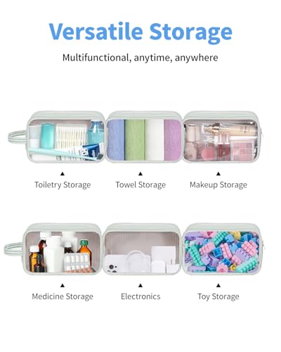 Narwey Clear Toiletry Bags for Traveling Women Men, Clear Travel Bags for Toiletries Makeup Bag Cosmetic Bag with Zipper, Make Up Organizer, Skincare Bag (Mint Green Stripe) - color: YB-Mint Green Stripe