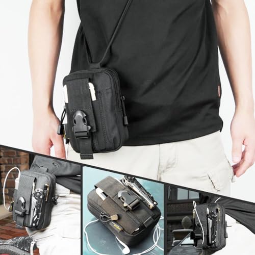 Belt Pouch, Tactical Molle Phone Pouch EDC Utility Pouches Waist Bag, Small Cell Phone Holster Gear Tool Gadget Pocket for Men - color: Black-Python