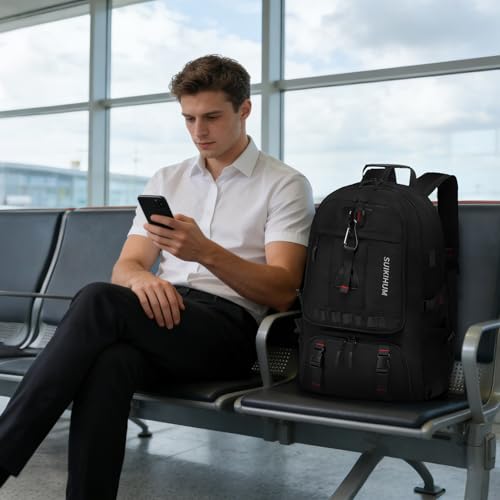 Travel Backpack 45L TSA Approved Carry on Backpack with Shoe Compartment & Wet/Dry Separation, Laptop Bag Fits 18.4 Inch Computer, Water Resistant Backpack for Men Women, Black - color: Expandable Black