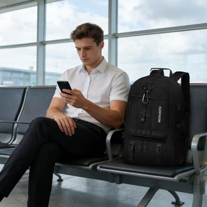 Travel Backpack 45L TSA Approved Carry on Backpack with Shoe Compartment & Wet/Dry Separation, Laptop Bag Fits 18.4 Inch Computer, Water Resistant Backpack for Men Women, Black - color: Expandable Black