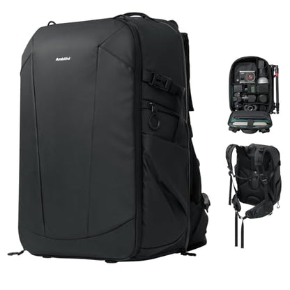 AMBITFUL 25+3L Professional Camera Backpack, Large Photography Bag for DSLR SLR Mirrorless Cameras, Ergonomic Suspended Support System with Laptop Compartment & Tripod Holder, Waterproof