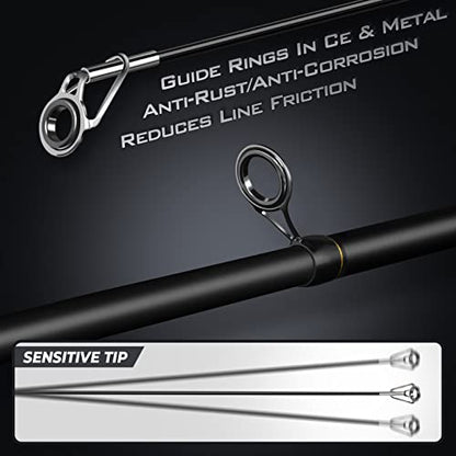 PLUSINNO Fishing Rod and Reel Combo, Telescopic Fishing Pole Kit with Spinning Reel, Tackle Box, Fishing Lures and Travel Carrying Bag, Fishing Gear Gifts for Men - color: Elite Hunter Single Fishing Rod(No Reel &Lure), size: 2.1M 6.89FT