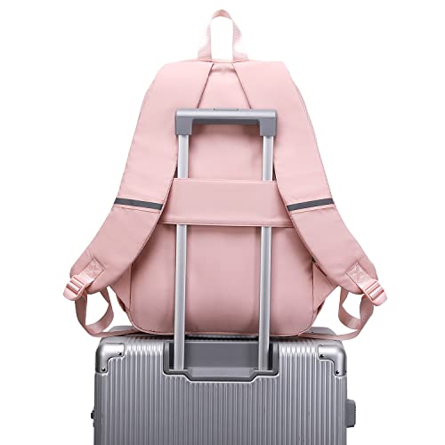 abshoo Big Student Laptop Backpack For College Women Middle High School Teen Girls Bookbag Travel Daypack (Pink) - color: Pink
