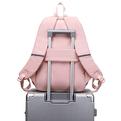 abshoo Big Student Laptop Backpack For College Women Middle High School Teen Girls Bookbag Travel Daypack (Pink) - color: Pink