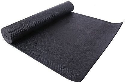 Fitvids All Purpose 1/4-Inch High Density Anti-Tear Exercise Yoga Mat with Carrying Strap, Multiple Colors - color: Black