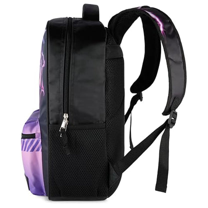 AI ACCESSORY INNOVATIONS K-Pop Demon Hunters Huntrix 16” Backpack for Girls, Featuring Rumi, Zoey, Mira, Rubber Molded Bag Charm, Huntrix - style: Huntrix