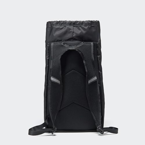 Pander Drawstring Backpack with Adjustable Shoulder Straps, Slim Gym Cinch Sack with Side Zipper Pocket, Machine Washable Polyester Daypack for Travel & Workout, Black - color: Black