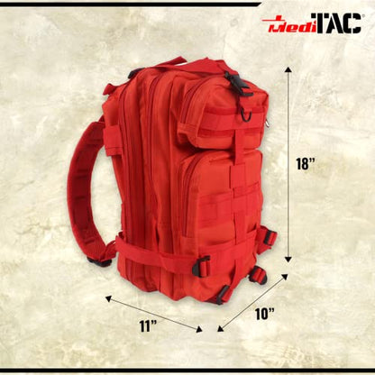 MediTac Tactical Assault Pack - First Aid Rucksack - 18" Military MOLLE Backpack - color: Red