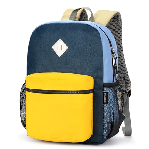STEAMEDBUN Kids Backpack for Boys,Kindergarten Backpack for Toddler Boys Age 3-6 - color: Dark Green&yellow, size: Small - 15"H