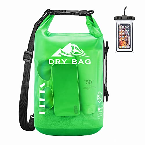 HEETA Dry Bag Waterproof for Women Men, 5L/10L/20L/30L/40L Roll Top Lightweight Dry Storage Bag Backpack with Phone Case for Travel Swimming Boating Kayaking Paddle Board Camping Beach Accessories - color: Green, size: 30L