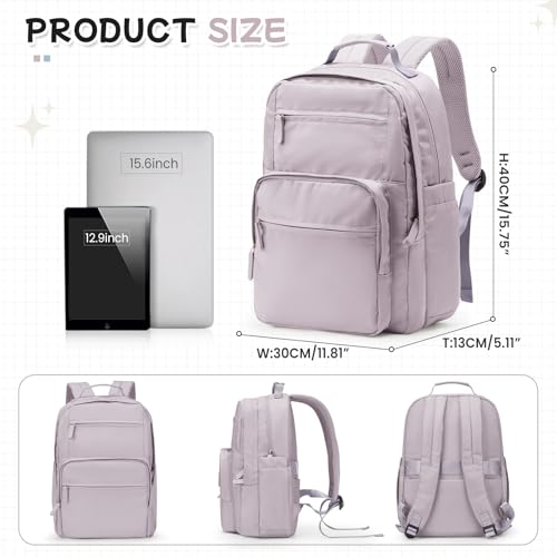 Casual Laptop Backpack for Women Work Travel Daypack Bags, Lightweight Waterproof Backpacks with 2 Large Main Compartments, Anti Theft Slim Sturdy Back Pack, 15” Laptop Sleeve, Pink - color: Pink