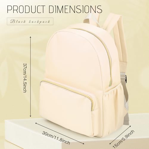 1 Piece Nylon Backpack Kids School Backpack for Toddler Girls Boys Plain Waterproof Preppy Bookbags Travel for Student (Beige) - color: Beige