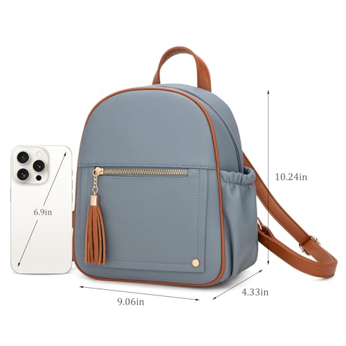 Montana West Mini Backpack Purse for Women Anti Theft Backpacks with Secured Zipper and Tassel - color: Mini Blue & Brown