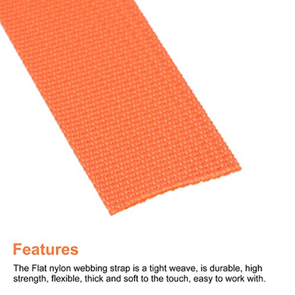 MECCANIXITY Flat Nylon Webbing Strap 1 Inch 10 Yards Neon Orange for Backpack, Luggage-rack - color: Neon Orange
