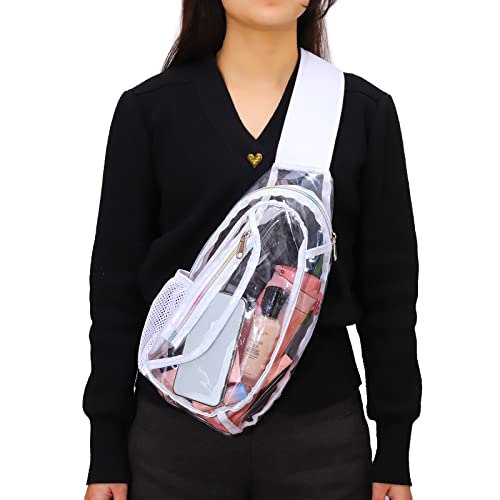 Edraco Clear Sling Sports Bag, Stadium Approved Mini PVC Crossbody Shoulder Backpack, Casual Chest Daypack for Women & Men