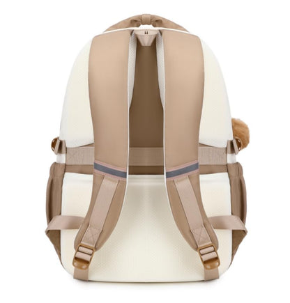 MUSEVOS Kids Teenage Girls Backpack, Elementary/Middle/High Schoolbag, Multi-Compartment Water-resistant Cute Bookbag, 17inch - color: Khaki-white
