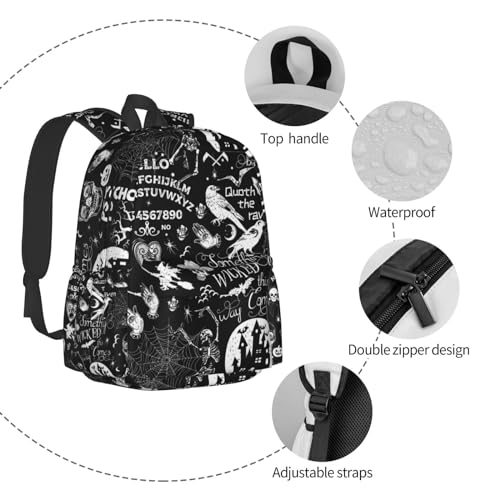 Gothic Bat Halloween Witchy Backpack School Bag Lightweight Bookbag Casual Daypack for Girls Boys Kids Women Men Travel Laptop 16 Inch - color: Halloween