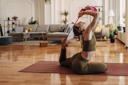 Everyday Yoga Strap with Metal D-Ring - Durable Stretching Strap for Yoga, Pilates, Flexibility & Physical Therapy (6ft, 8ft, 10ft) - color: Merlot, size: 10 Foot